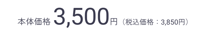 本体価格 3,500円（税込価格：3,850円）
